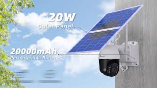 Ctronics Wireless Outdoor Security Camera with 20W Solar Panel Builtin Battery 20000mAh730 [upl. by Cailean]