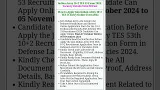 Army 102 TES 53 Online Form 2024 Army 102 Technical Entry Scheme TES 53 Recruitment 2024 job [upl. by Robaina]