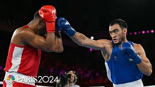 Lazizbek Mullojonov handles Loren Alfonso to win mens 92kg gold at Paris Olympics  NBC Sports [upl. by Yemerej]