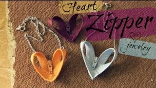 DIY Heart Zipper Jewelry  SoCraftastic [upl. by Margery]