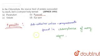 In the Chlorophyta the reserve food of protein surrounded by starch form a compact body termed [upl. by Myk]