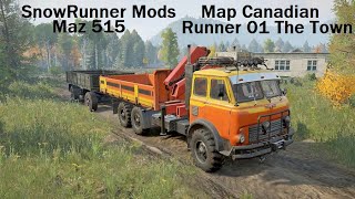 SnowRunnerModsMaz 515Map Canadian Runner 01 The TownCargo transportation Part 04 [upl. by Baxy]