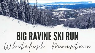 Skiing Whitefish Mountain Ski Resort Montana  Big Ravine Ski Run POV Big Mountain Whitefish Montana [upl. by Huoh]