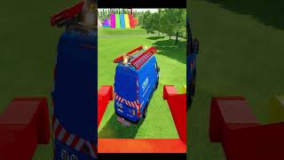 TRANSPORTING COLOR CAR with COLORED TRUCKS  TRUCKS VS CARS 098 fs22 speedbumps beamngdrive [upl. by Nhguavahs487]