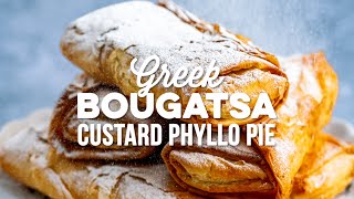 Bougatsa Μπουγάτσα – Greek Custard Phyllo Pie in your Air Fryer  Supergolden Bakes [upl. by Anaeli904]