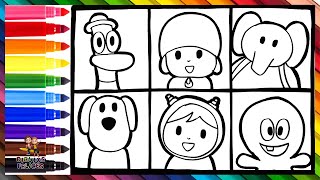 Dibuja y Colorea A Pocoyó Y Sus Amigos 🌈👶🦆🐘👧🐶🐙🌈 Dibujos Para Niños [upl. by Eirac]