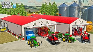 NEW 80X200 MACHINE SHED ON GIANT AMERICAN FARM EXPANDING THE FARM  FS22 [upl. by Fransisco56]