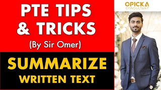 PTE Summarize Written Text  PTE Tips ampTricks by Sir Omer [upl. by Enerual]