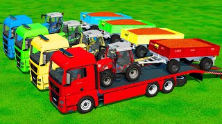 TRANSPORTING RIGITRAC MINI TRACTORS LOADED WITH SORGHUM  Farming Simulator 22 [upl. by Trebuh]