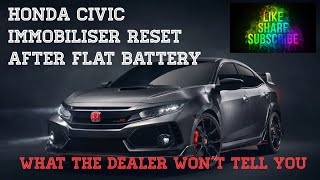 Honda civic immobiliser reset after flat car battery new battery fitted won’t start immobiliser on [upl. by Ettenauq675]