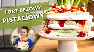 TORT BEZOWY ombre z kremem pistacjowym i truskawkami 🍓🥰 [upl. by Sung]