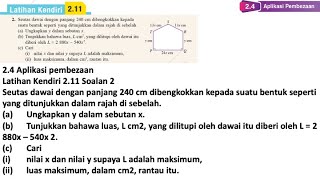 Latihan Kendiri 211 Soalan 2  24 Aplikasi pembezaan  Bab 2 Pembezaan  Add Maths Form 5 [upl. by Emylee]