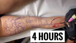 Huge Tattoo in 4 HOURS  Time lapse [upl. by Lechar790]