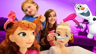 FROZEN 2 PRINCESS MAKEOVER Adley and Mom become Fairy Godmothers to help Disney Anna and Elsa [upl. by Buffo]