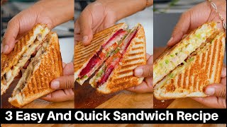 ३ झटपट और आसान सैंडविच जो टिफ़िन के लिए भी परफेक्ट है  3 Cafe style Sandwich Recipe  Kabitaskitchen [upl. by Anana]