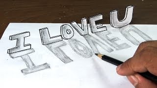 How to draw I love you in 3D graffiti letters with narration [upl. by Notlek315]