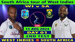 West Indies vs South Africa  WI vs SA  2nd Test Match Day 1 of SA tour of WI 2024  Cricket Live [upl. by Annavoj848]