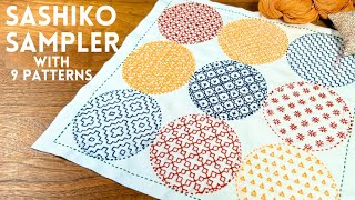 I made a Sashiko sampler with 9 different patterns Sashiko stitching idea sashikopattern sashiko [upl. by Oirifrop]