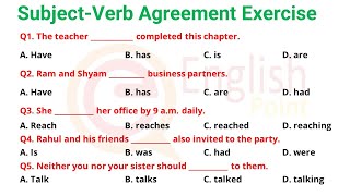 SubjectVerb Agreement Exercise  Most Important MCQs [upl. by Aitital]