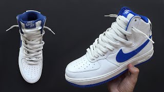 HOW TO LACE NIKE AIR FORCE HIGH 1 LOOSELY  NIKE AIR FORCE HI LACES STYLE [upl. by Sucrad303]