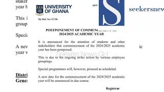 20242025 Academic Calendar Postponed University of Ghana  Release of Admission Letter [upl. by Eerrehs935]