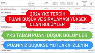 2024 YKS TERCÄ°H PUANI DÃœÅÃœK BÃ–LÃœMLER  2024 YKS SIRALAMASI YÃœKSEK BÃ–LÃœMLER [upl. by Piegari]