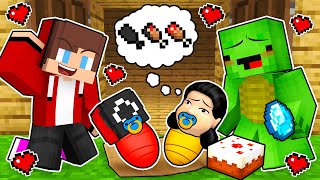 JJ and Mikey Adopted Poor SQUID GAME DOLL  Minecraft Animation  Maizen [upl. by Yasdnil188]