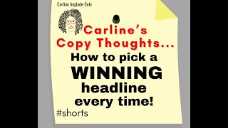 Carlines Copy Thoughts How to pick a WINNING headline every time Copy tip shorts Episode 30 [upl. by Anelec]