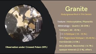 Granite in Thin Section  Intrusive Igneous Rock under Microscope  PPL amp XPL  Optical Petrology [upl. by Adnovad]