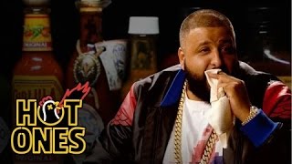 DJ Khaled Talks Fuccbois Finga Licking and Media Dinosaurs While Eating Spicy Wings  Hot Ones [upl. by Kcirej]