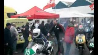 Mike Spike Edwards rides the NWS minimono in Donington MotoGP support races [upl. by Elauqsap]