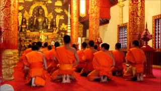 Chanting monks at Wat Phra Kaew Chiang Rai Thailand [upl. by Karsten919]