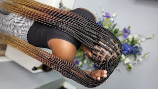 12 million Knotless boxbraids Ombre Medium knotless braids hip length [upl. by Hermes72]