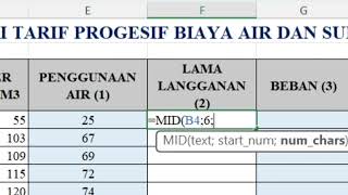 Menghitung Tarif Progresif Biaya Subsidi Tagihan Penggunaan Air pada Microsoft excel [upl. by Cirderf]