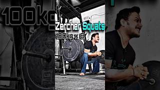 🔥Zercher Squats  100kg x 8 Plates 100kg  15kg Barbell shorts gym bodybuilding [upl. by Remus630]