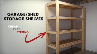 DIY Garage Storage Shelves  Shed Shelves Strong Easy and Cheap [upl. by Orth]