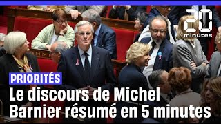 Le discours de Michel Barnier résumé en cinq minutes [upl. by Ahseinod]