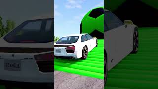 Double Flatbed Trailer Truck vs Speed bumps  Train vs Cars  Tractor vs Train  BeamNG Drive 001 [upl. by Esilegna]