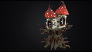 How To Make a DAS Clay Fantasy Mushroom  Clay toadstool Fairy Garden Ornament [upl. by Mark34]