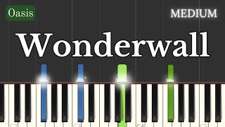 Wonderwall  Oasis Medium Piano Tutorial  Sheet Music  MIDI file [upl. by Hairakcaz]