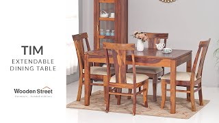 Tim Extendable Dining Table  Latest Dining Table Design 2023  Wooden Street  2023 [upl. by Drawets702]