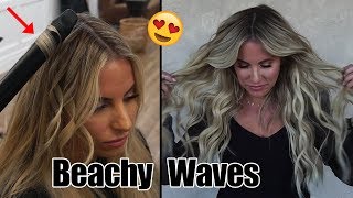 HOW TO create the BEST Beachy Curls Hair Tutorial  Hair By Chrissy [upl. by Nerat752]