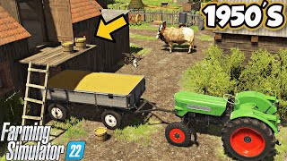 1950S Manual unloading of grain with buckets into the attic Farming simulator 22 FS 22 Ep 84 [upl. by Ehgit700]