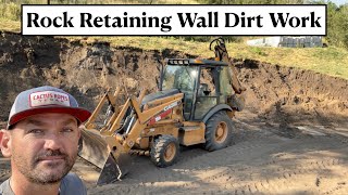 608  Building A Stone Retaining Wall  Dirt Work [upl. by Christmas]