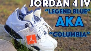 2015 Jordan 4 IV quotLegend Bluequot quotColumbiaquot w On Foot [upl. by Willa]