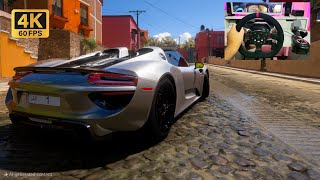 Porsche 918 Spyder  1100 hp  Forza horizon 5  Steering wheel gameplay [upl. by Wooster]