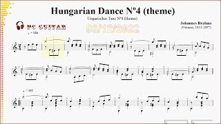 Brahms Hungarian dance Nº4 theme guitar solo [upl. by Ardel]