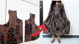 Beautiful Side Pleated Umbrella kurti Cutting And Stitching How to Cut amp Stitchi Pleated Kurti [upl. by Faxun]