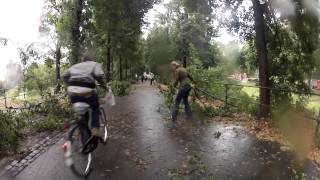 Unwetter auf der Promenade Bürger räumen herabgefallene Äste zur Seite [upl. by Ingvar]