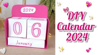 DIY Calendar 2024  How To Make Cute Desk Calendar For New Year  DIY  Paper Table Calendar [upl. by Ieluuk]